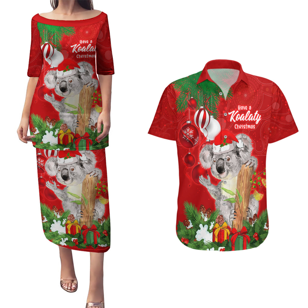 koala-lover-couples-matching-puletasi-dress-and-hawaiian-shirt-australia-merry-christmas-aboriginal