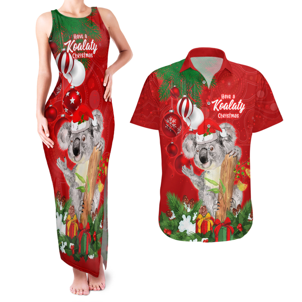 koala-lover-couples-matching-tank-maxi-dress-and-hawaiian-shirt-australia-merry-christmas-aboriginal