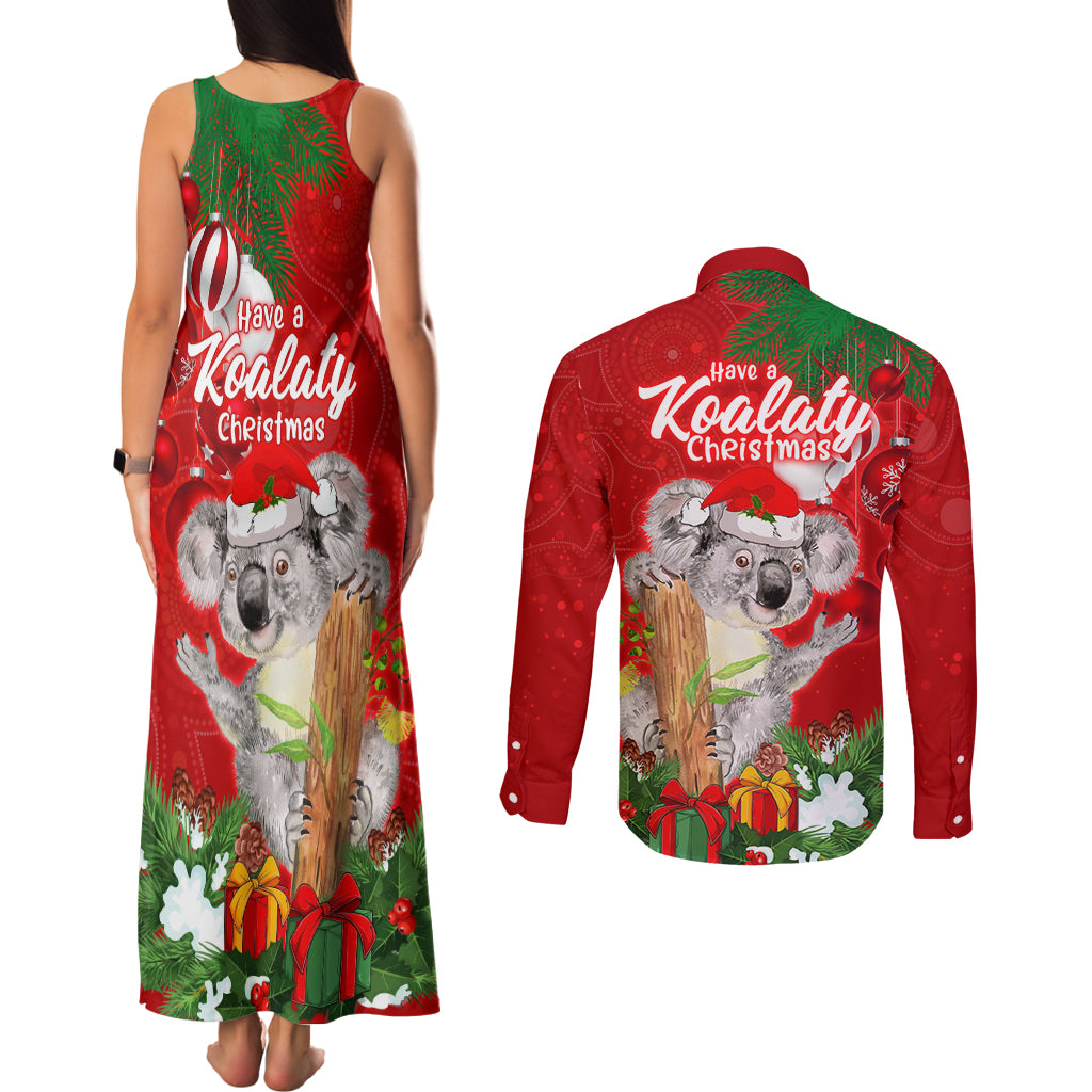 koala-lover-couples-matching-tank-maxi-dress-and-long-sleeve-button-shirt-australia-merry-christmas-aboriginal
