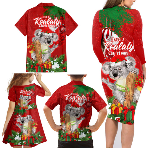 koala-lover-family-matching-long-sleeve-bodycon-dress-and-hawaiian-shirt-australia-merry-christmas-aboriginal