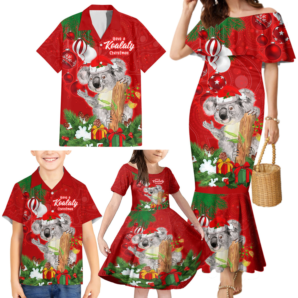 koala-lover-family-matching-mermaid-dress-and-hawaiian-shirt-australia-merry-christmas-aboriginal