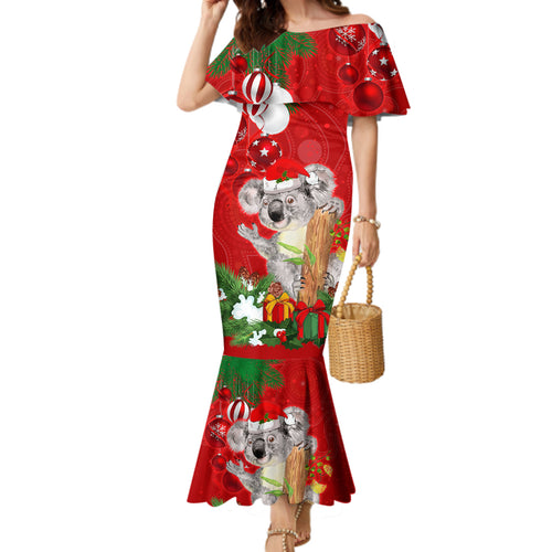 koala-lover-family-matching-mermaid-dress-and-hawaiian-shirt-australia-merry-christmas-aboriginal