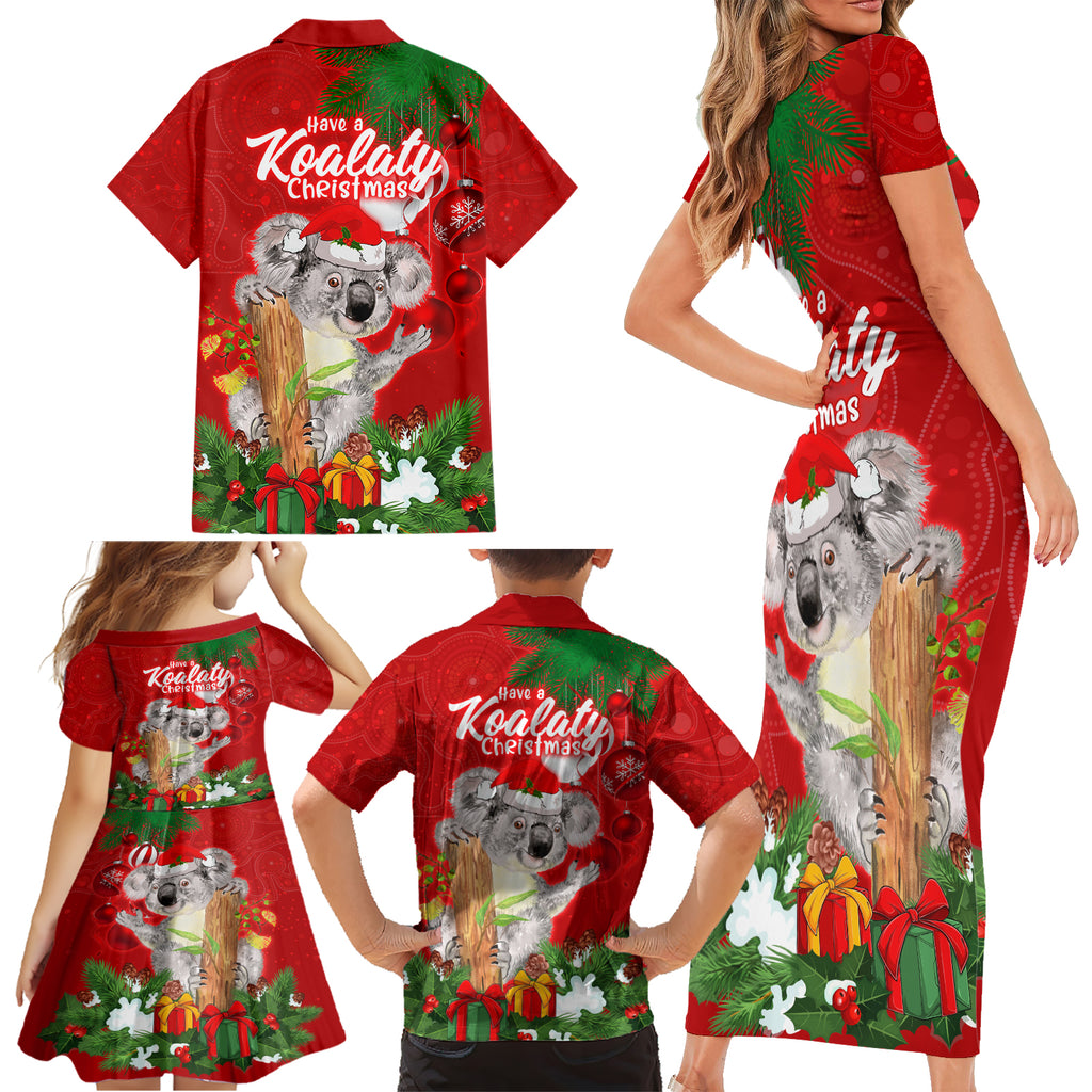 koala-lover-family-matching-short-sleeve-bodycon-dress-and-hawaiian-shirt-australia-merry-christmas-aboriginal