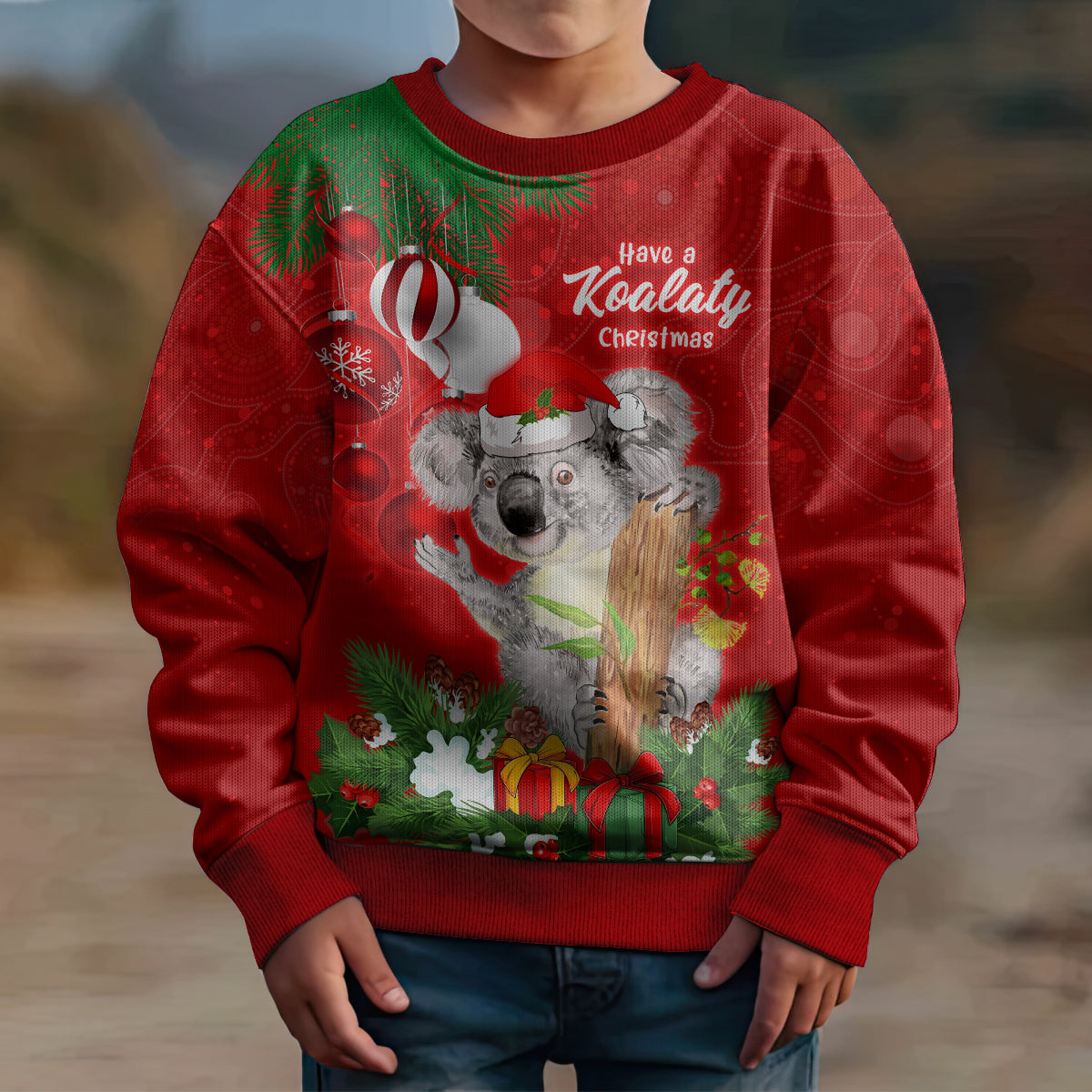 koala-lover-kid-ugly-christmas-sweater-australia-merry-christmas-aboriginal
