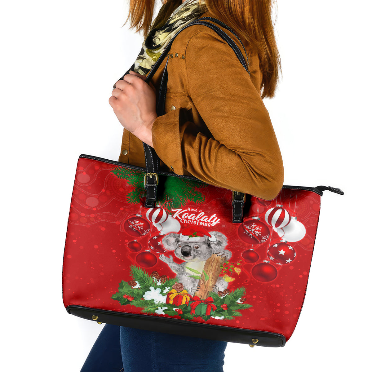 koala-lover-leather-tote-bag-australia-merry-christmas-aboriginal