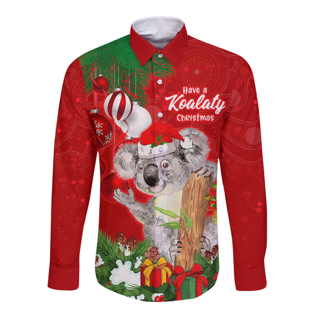 koala-lover-long-sleeve-button-shirt-australia-merry-christmas-aboriginal