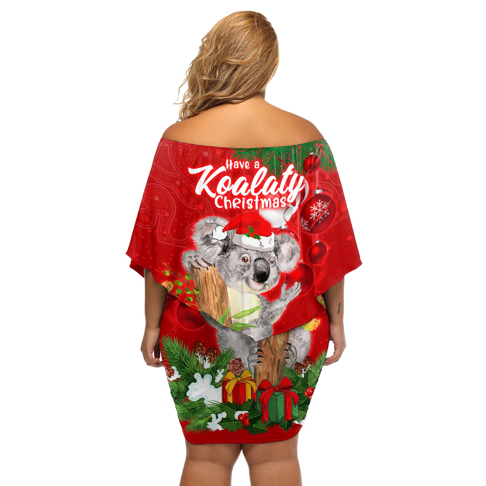 koala-lover-off-shoulder-short-dress-australia-merry-christmas-aboriginal