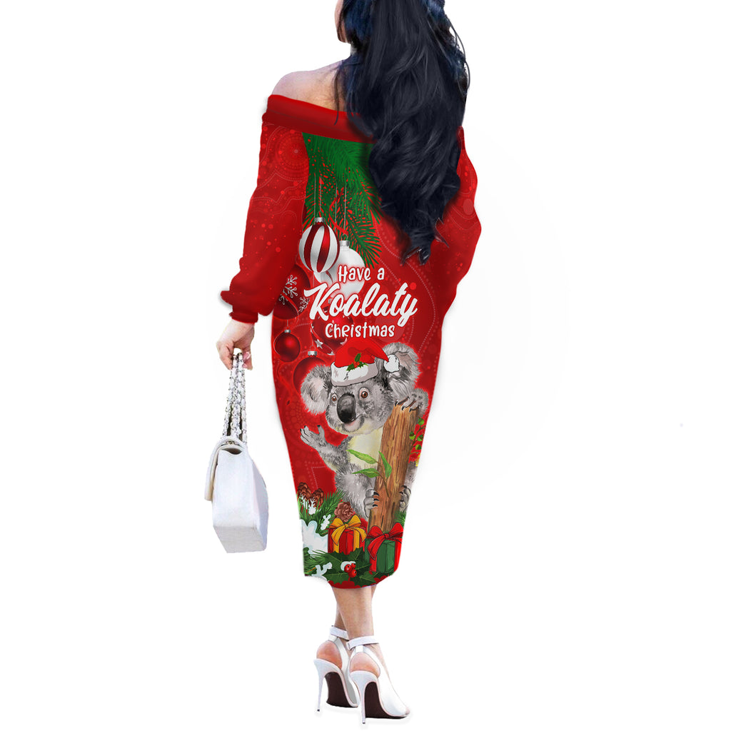 koala-lover-off-the-shoulder-long-sleeve-dress-australia-merry-christmas-aboriginal