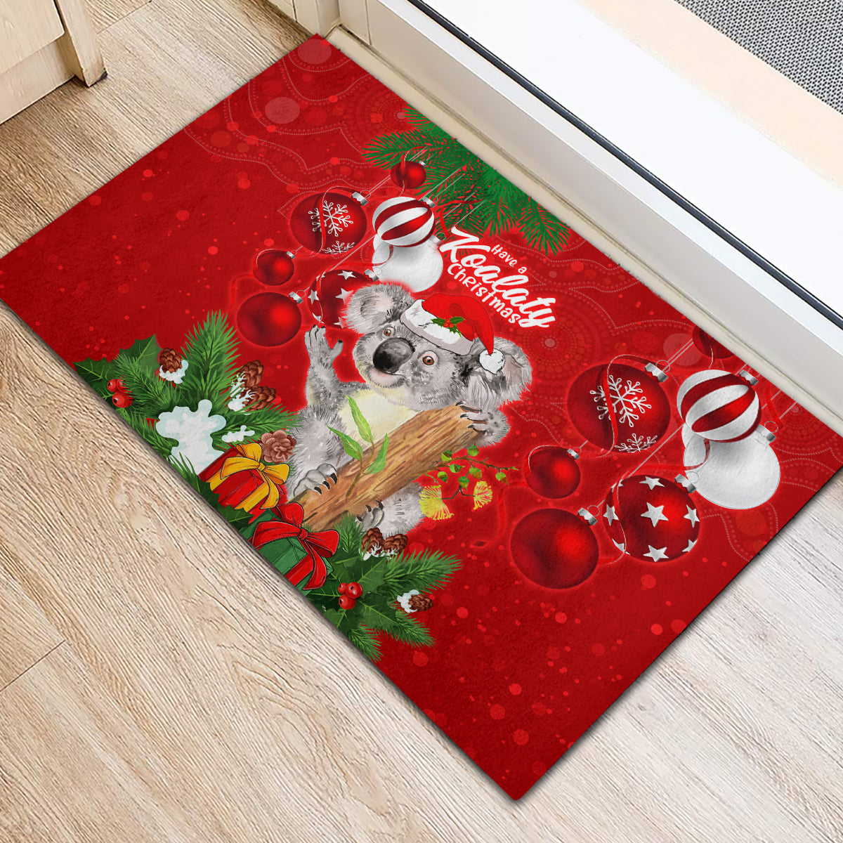 koala-lover-rubber-doormat-australia-merry-christmas-aboriginal
