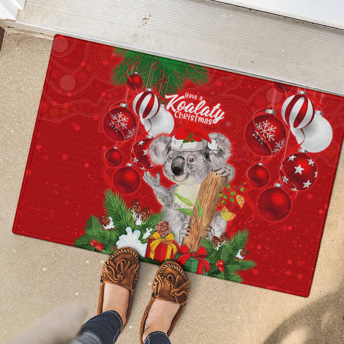 koala-lover-rubber-doormat-australia-merry-christmas-aboriginal
