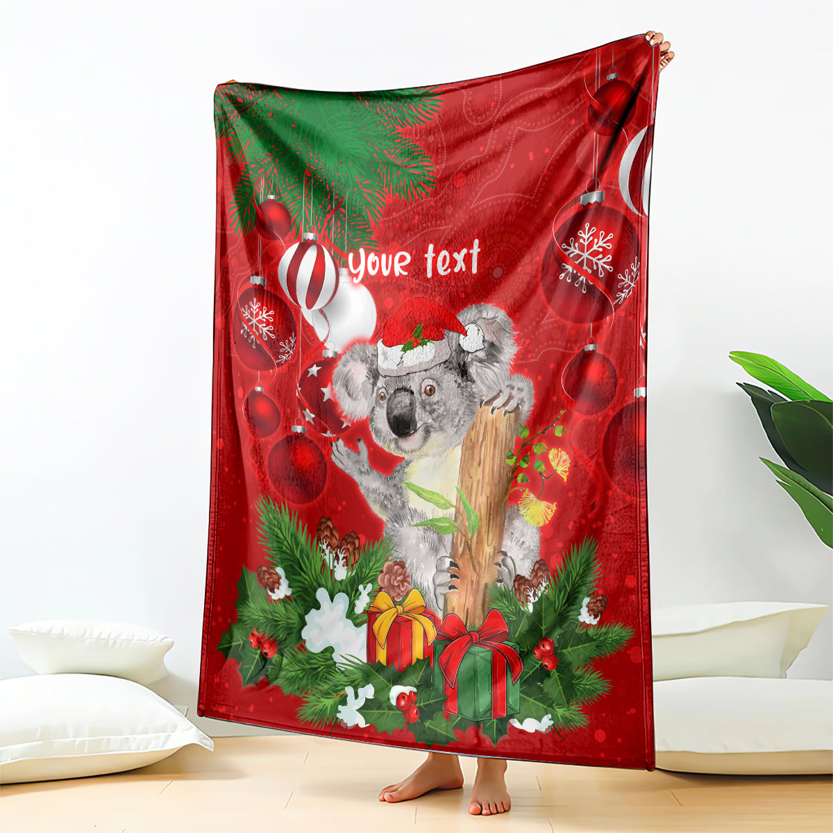 personalised-koala-lover-blanket-australia-koalaty-merry-christmas-aboriginal