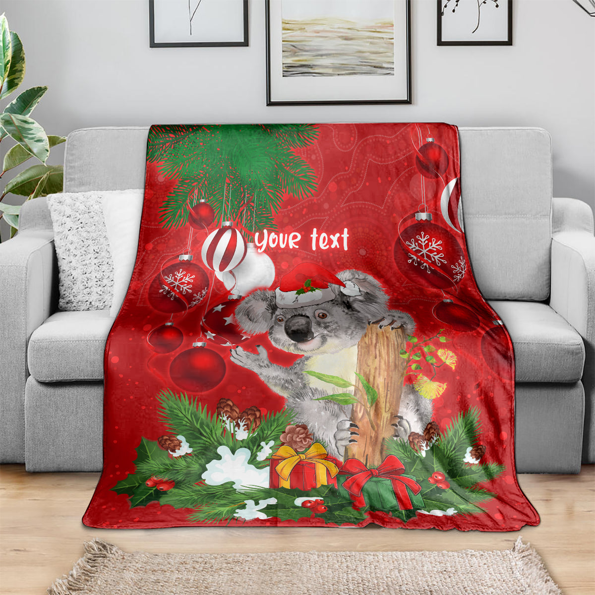 personalised-koala-lover-blanket-australia-koalaty-merry-christmas-aboriginal