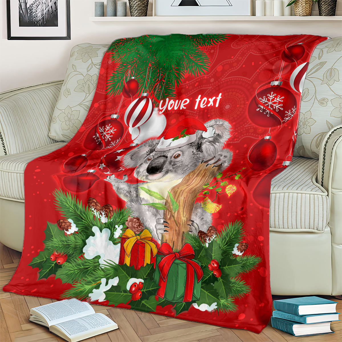 personalised-koala-lover-blanket-australia-koalaty-merry-christmas-aboriginal