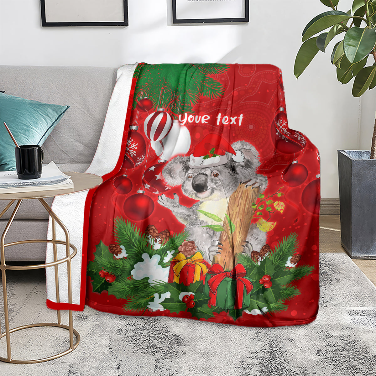 personalised-koala-lover-blanket-australia-koalaty-merry-christmas-aboriginal