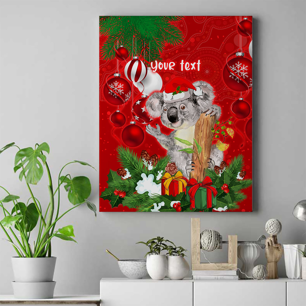 personalised-koala-lover-canvas-wall-art-australia-koalaty-merry-christmas-aboriginal