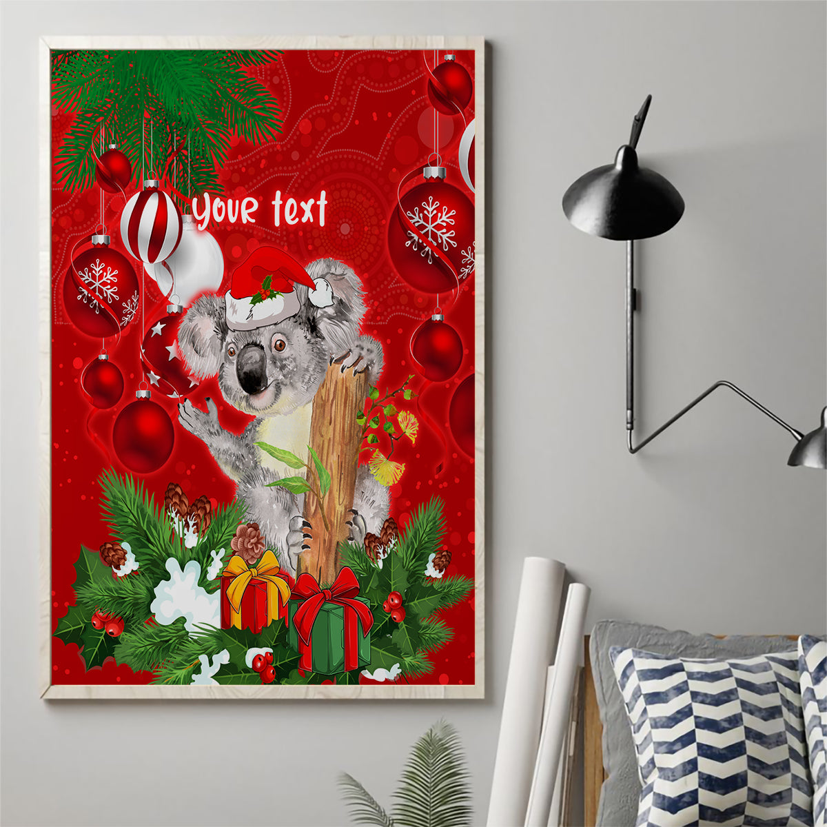 personalised-koala-lover-canvas-wall-art-australia-koalaty-merry-christmas-aboriginal