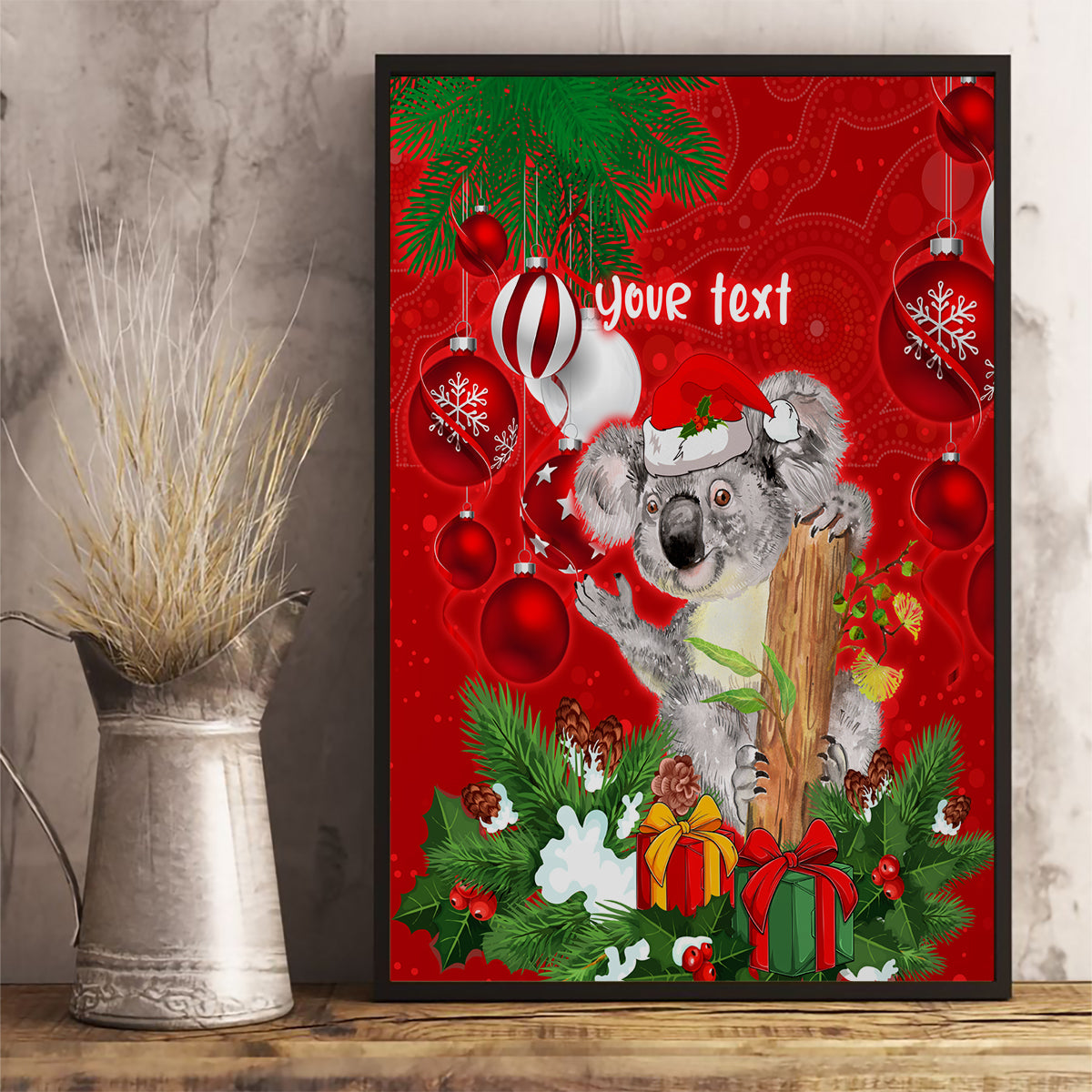 personalised-koala-lover-canvas-wall-art-australia-koalaty-merry-christmas-aboriginal