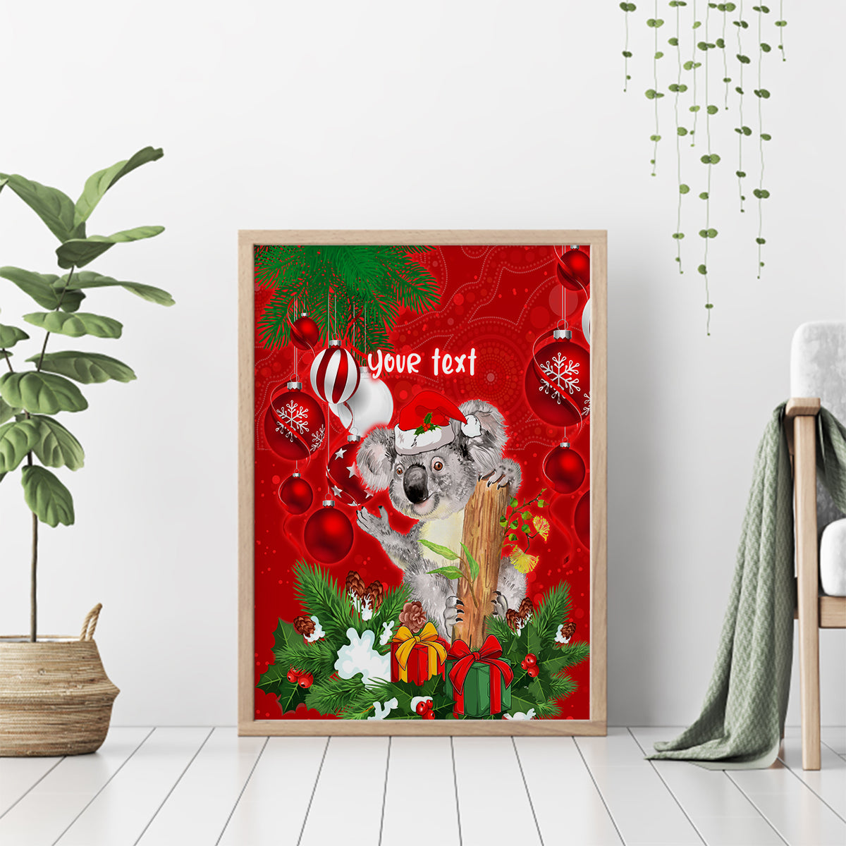 personalised-koala-lover-canvas-wall-art-australia-koalaty-merry-christmas-aboriginal