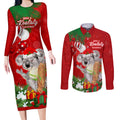 personalised-koala-lover-couples-matching-long-sleeve-bodycon-dress-and-long-sleeve-button-shirt-australia-koalaty-merry-christmas-aboriginal