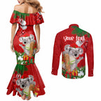 personalised-koala-lover-couples-matching-mermaid-dress-and-long-sleeve-button-shirt-australia-koalaty-merry-christmas-aboriginal