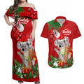 personalised-koala-lover-couples-matching-off-shoulder-maxi-dress-and-hawaiian-shirt-australia-koalaty-merry-christmas-aboriginal