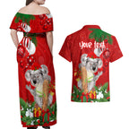 personalised-koala-lover-couples-matching-off-shoulder-maxi-dress-and-hawaiian-shirt-australia-koalaty-merry-christmas-aboriginal