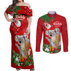 personalised-koala-lover-couples-matching-off-shoulder-maxi-dress-and-long-sleeve-button-shirt-australia-koalaty-merry-christmas-aboriginal