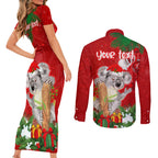 personalised-koala-lover-couples-matching-short-sleeve-bodycon-dress-and-long-sleeve-button-shirt-australia-koalaty-merry-christmas-aboriginal