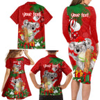 personalised-koala-lover-family-matching-long-sleeve-bodycon-dress-and-hawaiian-shirt-australia-koalaty-merry-christmas-aboriginal