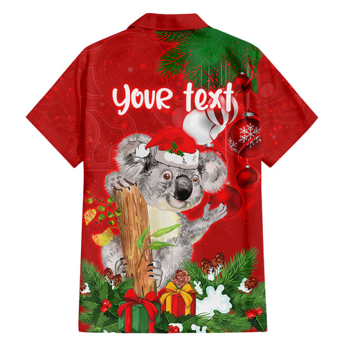 personalised-koala-lover-family-matching-off-shoulder-long-sleeve-dress-and-hawaiian-shirt-australia-koalaty-merry-christmas-aboriginal