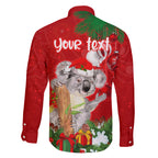personalised-koala-lover-family-matching-off-shoulder-long-sleeve-dress-and-hawaiian-shirt-australia-koalaty-merry-christmas-aboriginal