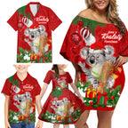 personalised-koala-lover-family-matching-off-shoulder-short-dress-and-hawaiian-shirt-australia-koalaty-merry-christmas-aboriginal