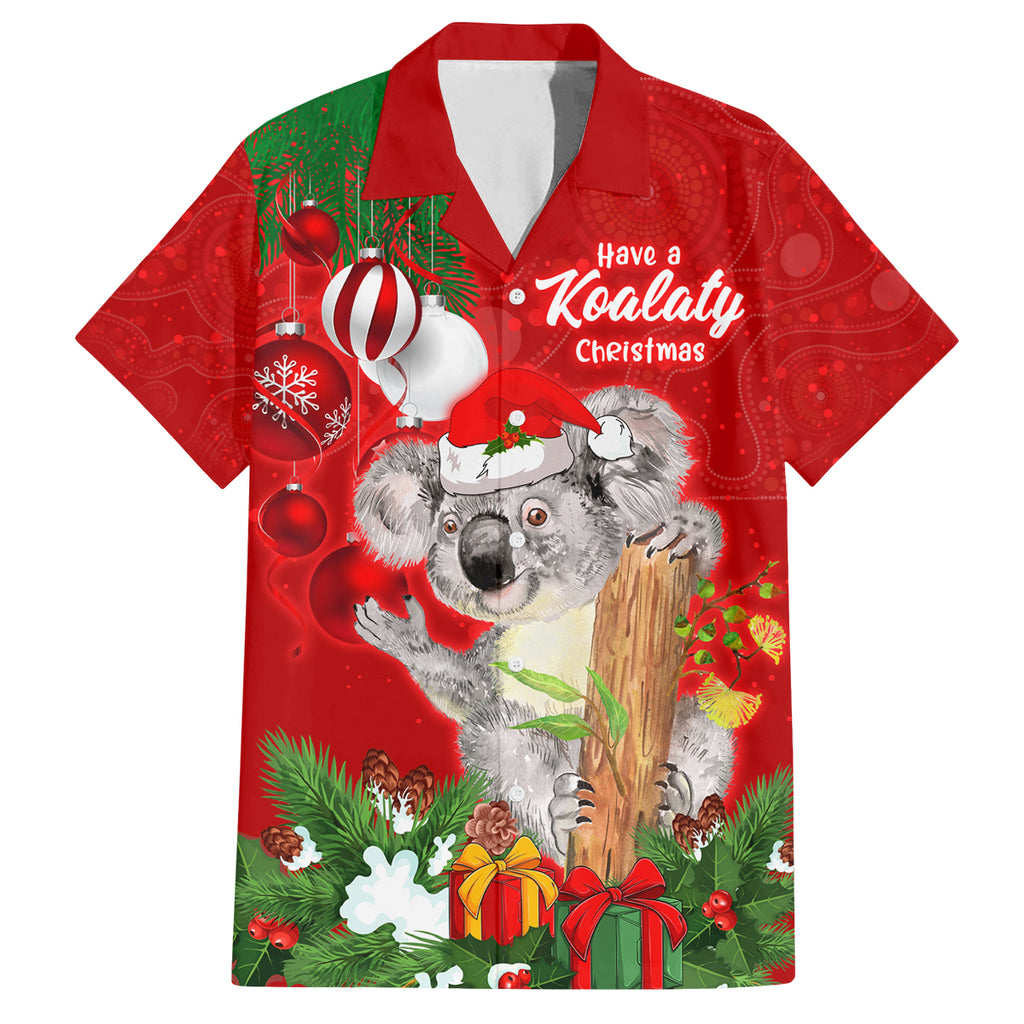 personalised-koala-lover-family-matching-off-shoulder-short-dress-and-hawaiian-shirt-australia-koalaty-merry-christmas-aboriginal
