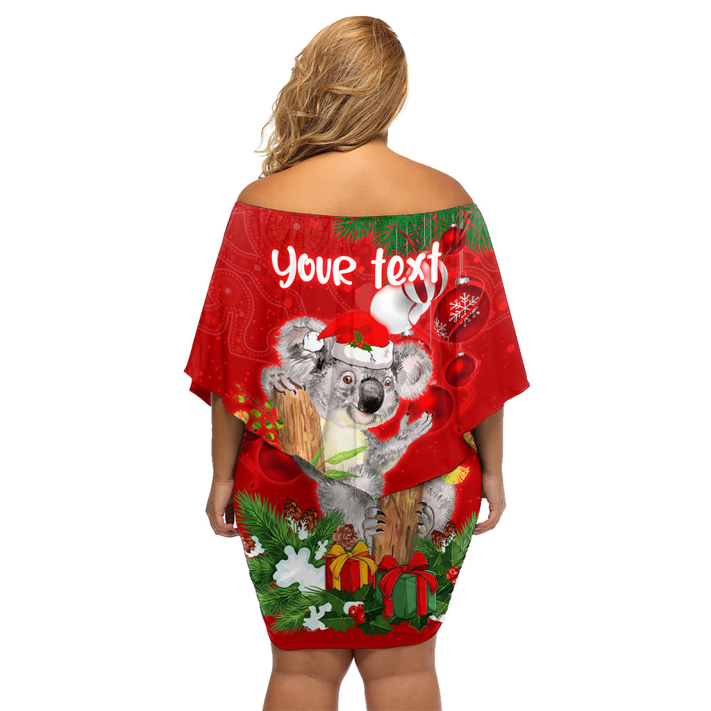 personalised-koala-lover-family-matching-off-shoulder-short-dress-and-hawaiian-shirt-australia-koalaty-merry-christmas-aboriginal