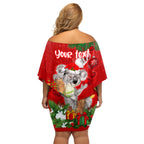 personalised-koala-lover-family-matching-off-shoulder-short-dress-and-hawaiian-shirt-australia-koalaty-merry-christmas-aboriginal