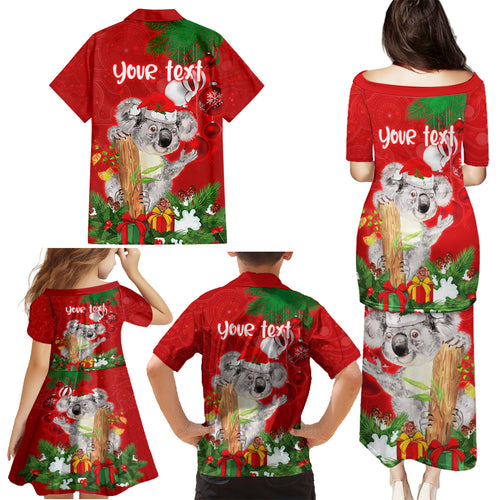 personalised-koala-lover-family-matching-puletasi-dress-and-hawaiian-shirt-australia-koalaty-merry-christmas-aboriginal