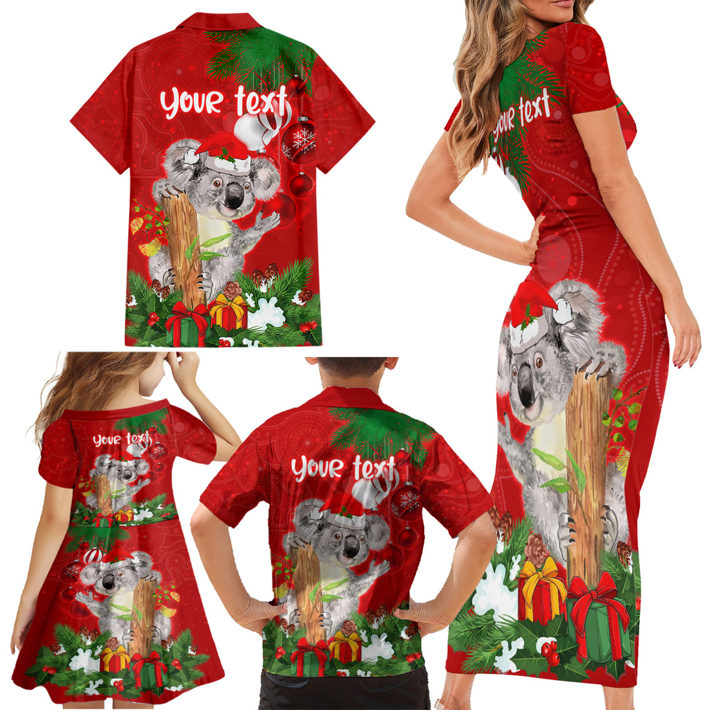 personalised-koala-lover-family-matching-short-sleeve-bodycon-dress-and-hawaiian-shirt-australia-koalaty-merry-christmas-aboriginal
