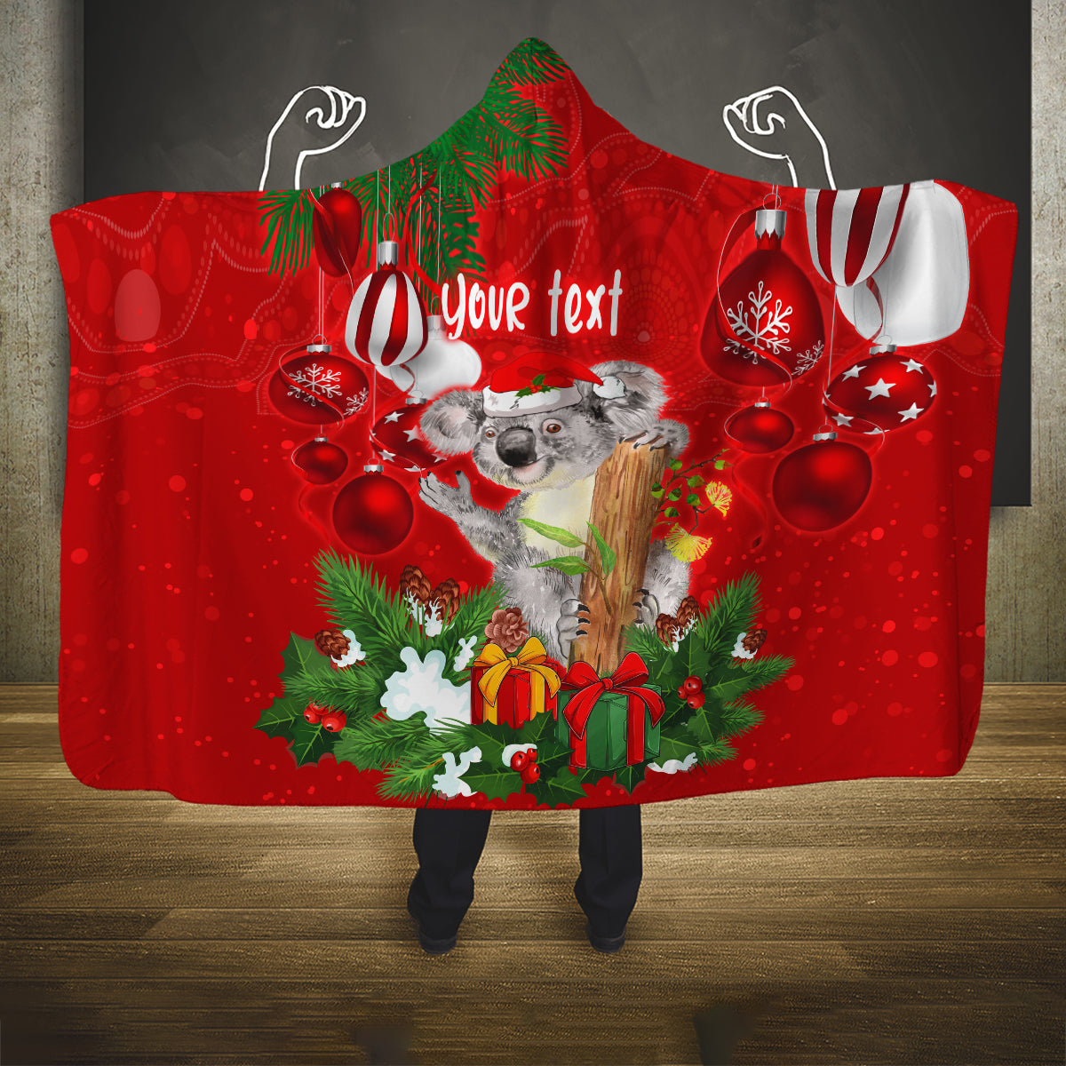 personalised-koala-lover-hooded-blanket-australia-koalaty-merry-christmas-aboriginal