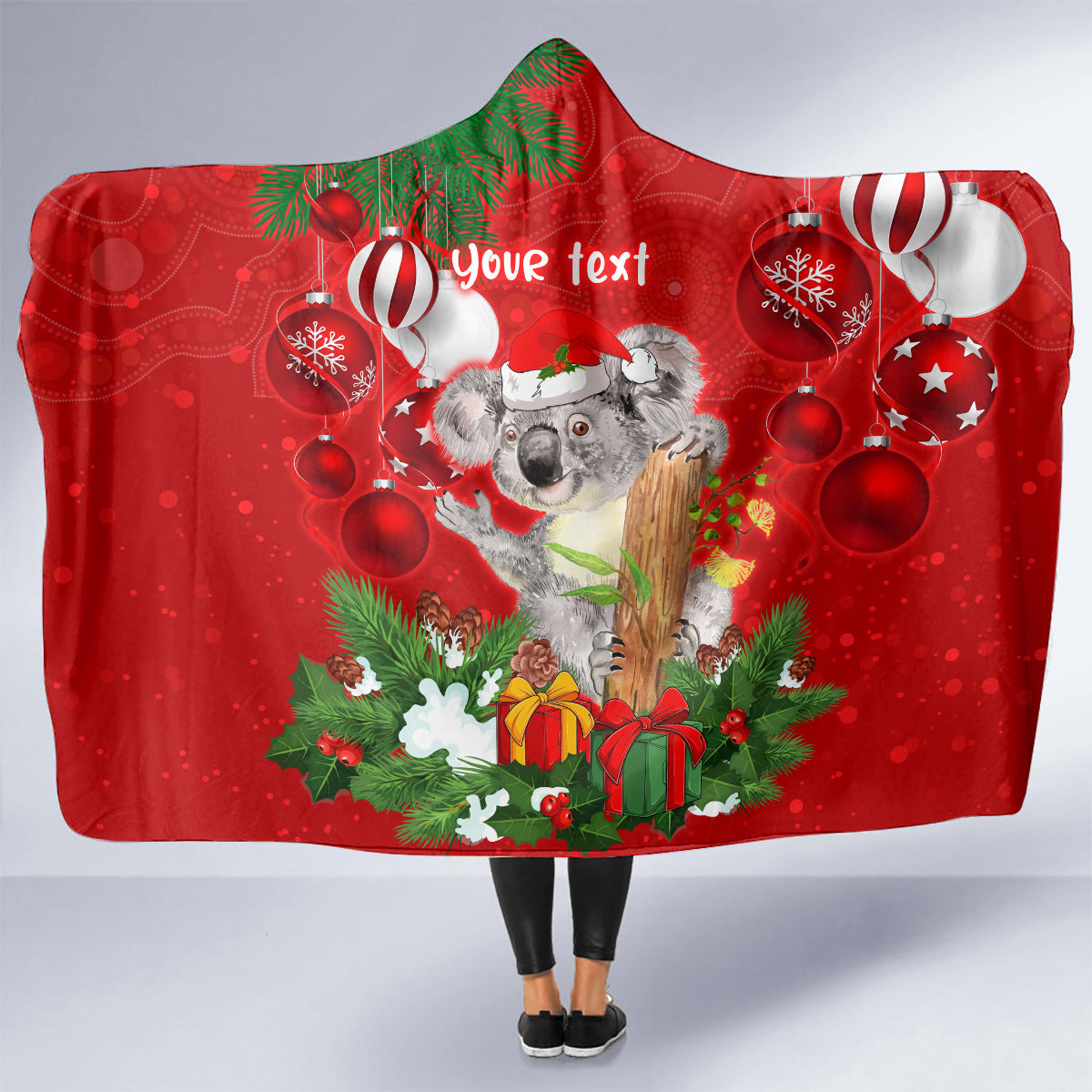 personalised-koala-lover-hooded-blanket-australia-koalaty-merry-christmas-aboriginal