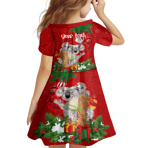 personalised-koala-lover-kid-short-sleeve-dress-australia-koalaty-merry-christmas-aboriginal