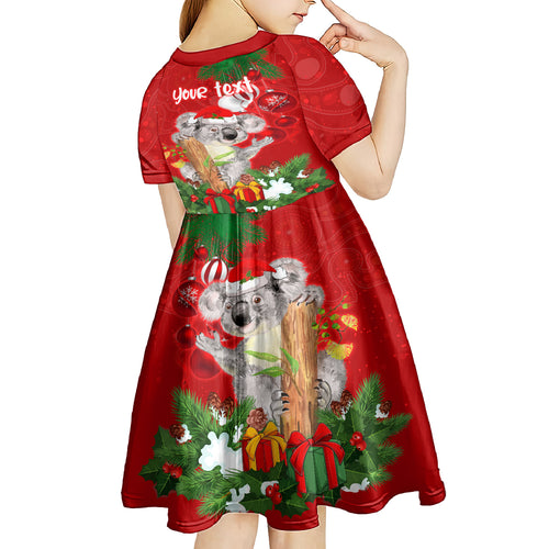 personalised-koala-lover-kid-short-sleeve-dress-australia-koalaty-merry-christmas-aboriginal