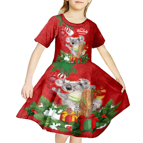 personalised-koala-lover-kid-short-sleeve-dress-australia-koalaty-merry-christmas-aboriginal