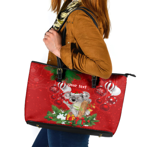personalised-koala-lover-leather-tote-bag-australia-koalaty-merry-christmas-aboriginal