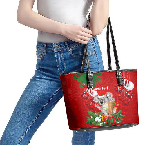 personalised-koala-lover-leather-tote-bag-australia-koalaty-merry-christmas-aboriginal