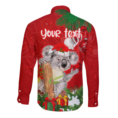 personalised-koala-lover-long-sleeve-button-shirt-australia-koalaty-merry-christmas-aboriginal