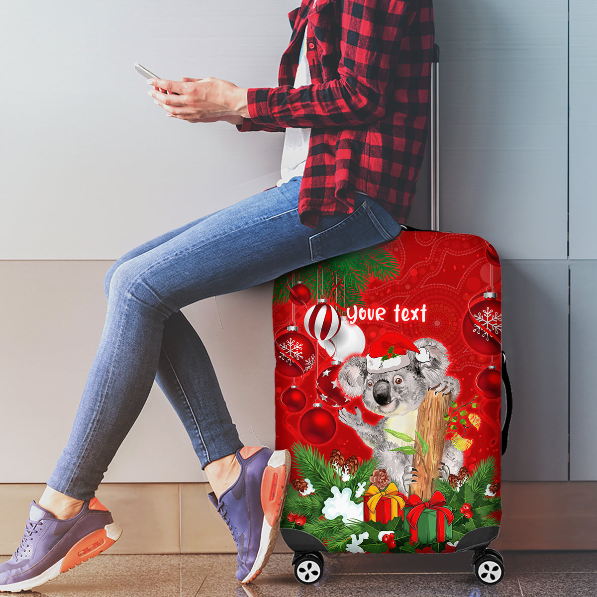 personalised-koala-lover-luggage-cover-australia-koalaty-merry-christmas-aboriginal