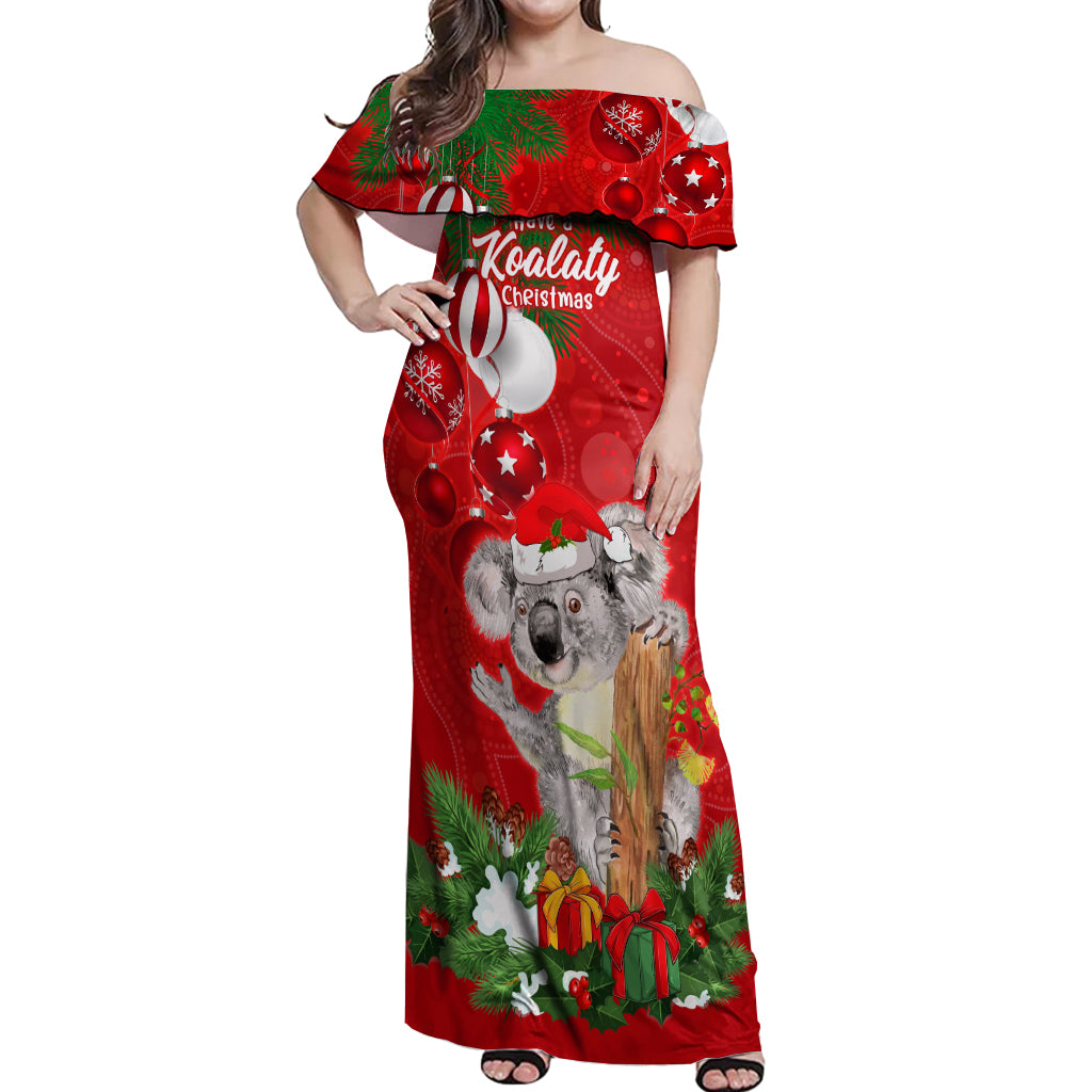 personalised-koala-lover-off-shoulder-maxi-dress-australia-koalaty-merry-christmas-aboriginal