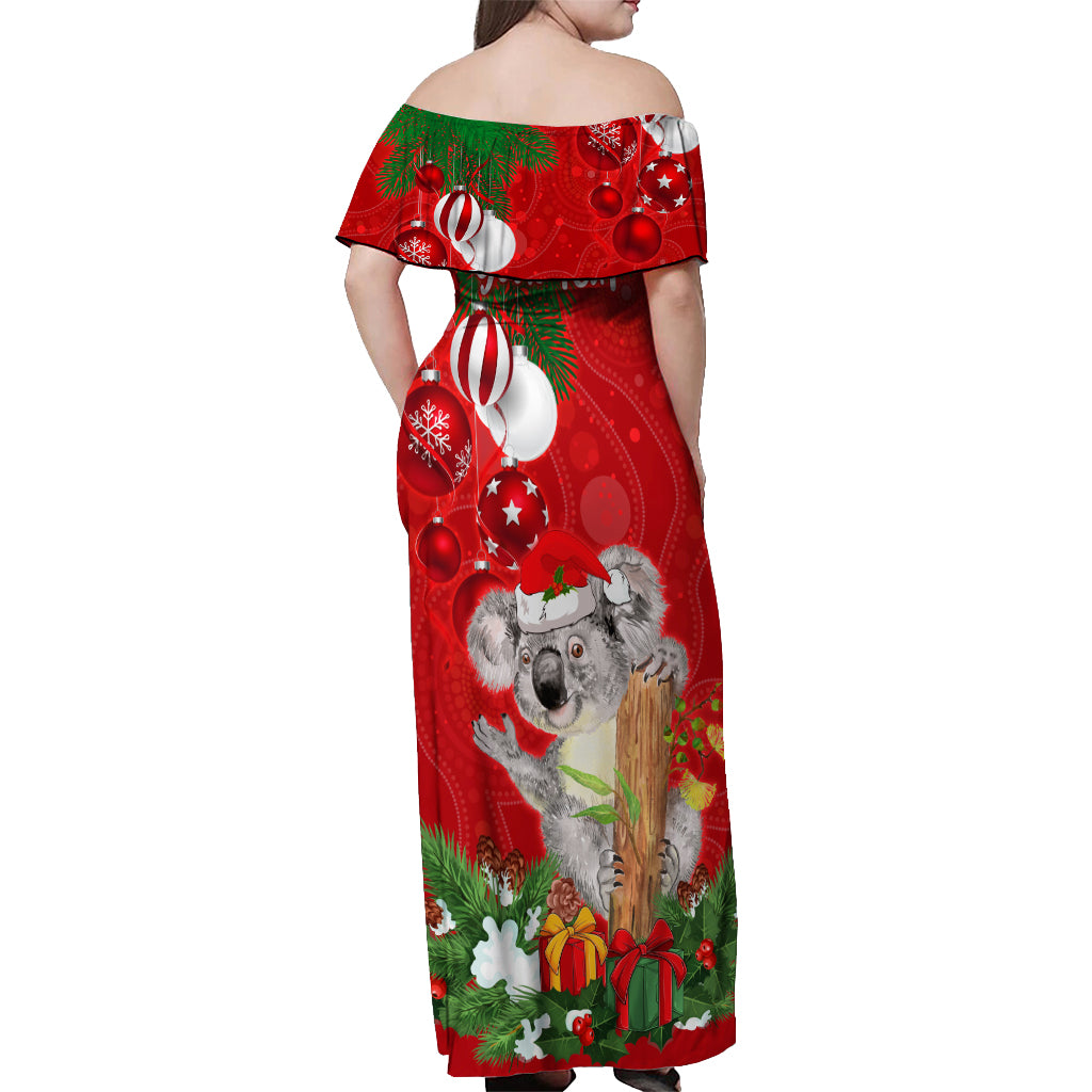 personalised-koala-lover-off-shoulder-maxi-dress-australia-koalaty-merry-christmas-aboriginal