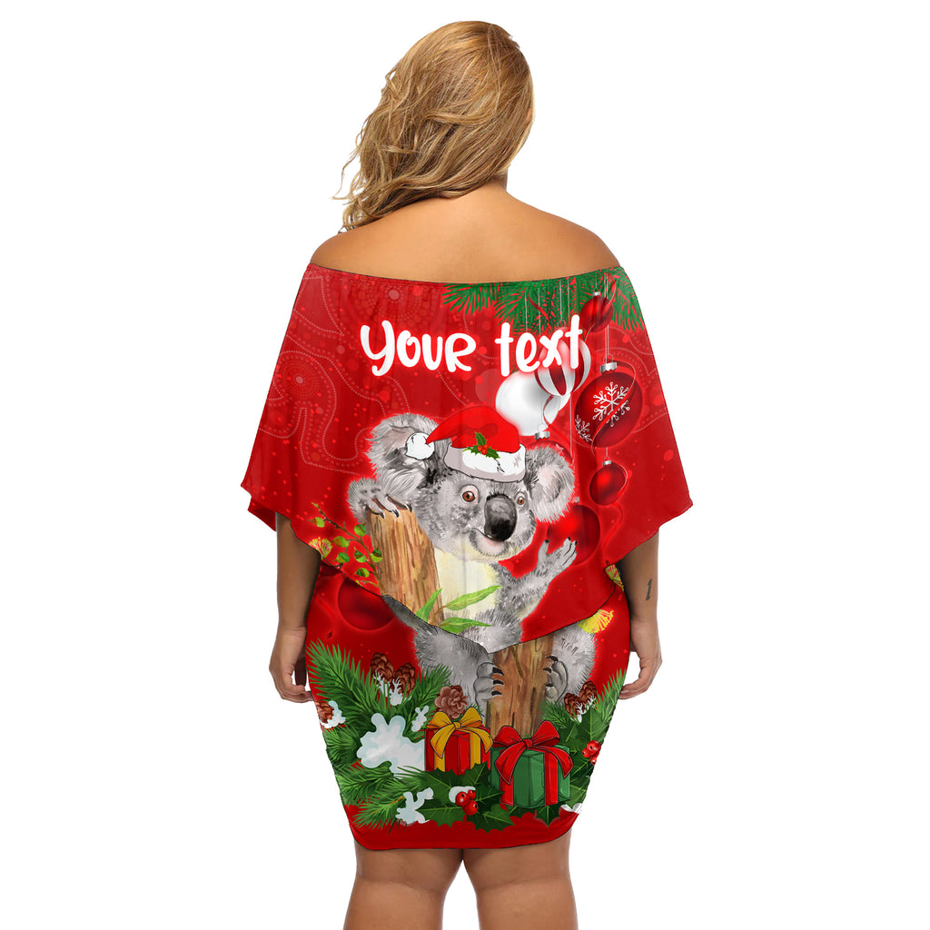personalised-koala-lover-off-shoulder-short-dress-australia-koalaty-merry-christmas-aboriginal