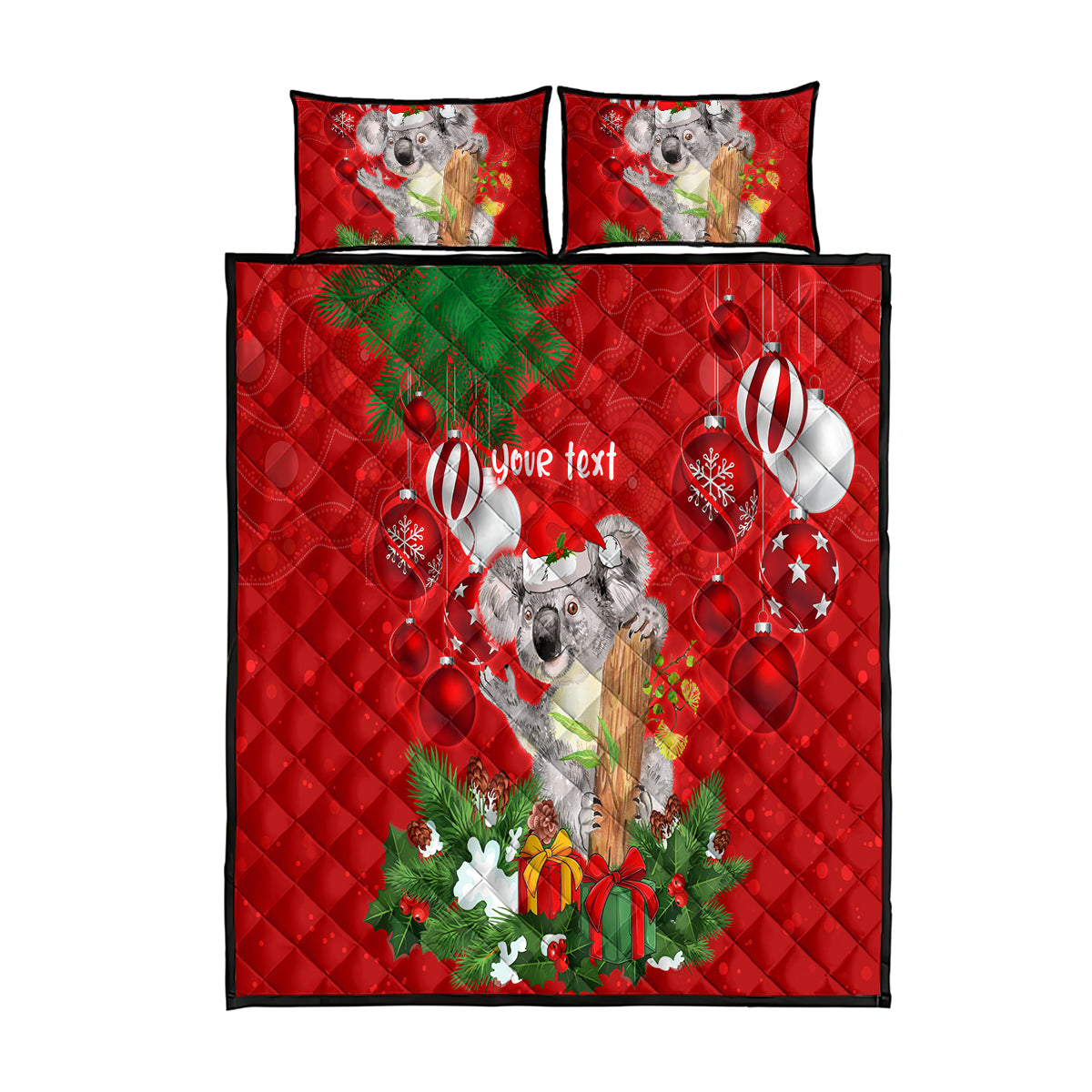 personalised-koala-lover-quilt-bed-set-australia-koalaty-merry-christmas-aboriginal